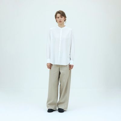 GALERIE VIE シルク コットン オーバーサイズシャツ アイボリー シルキーコットン バンドカラーシャツ | GALERIE VIE (Women