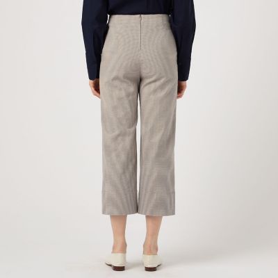 コットンリネンストレッチ セミワイドクロップドパンツ