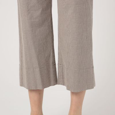 コットンリネンストレッチ セミワイドクロップドパンツ