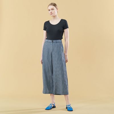 リネンキュプラコンパクト ワイドクロップドパンツ | GALERIE