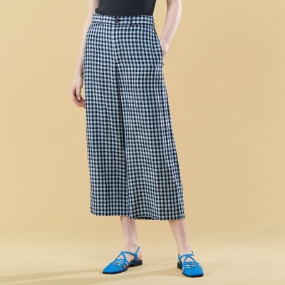 GALERIE VIE リネン セミワイドクロップドパンツ 総柄 S~M 極美品 GALERIE VIE リネン セミワイドクロップドパンツ 総柄 S~M 極美品
