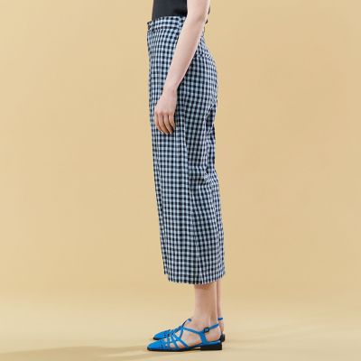 （新品・未使用）〈GALERIE VIE〉リネン ワイドクロップドパンツ ☆GALERIE VIE コットンリネンストレッチセミワイドクロップド