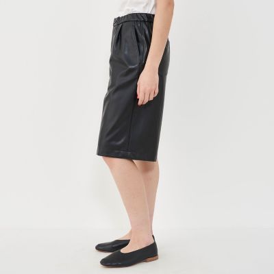 レザーライククロスストレッチイージーハーフパンツ