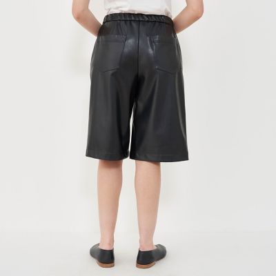 レザーライククロスストレッチイージーハーフパンツ