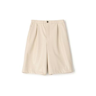 レザーライククロスストレッチイージーハーフパンツ