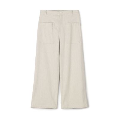 コットンリネンストレッチ　クロップドパンツ