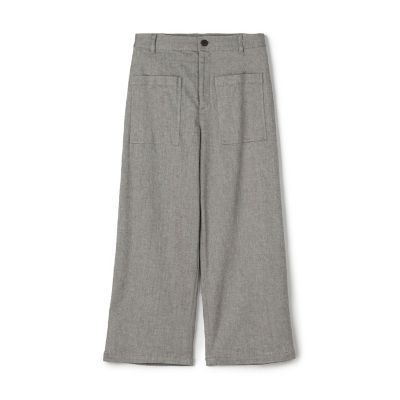 コットンリネンストレッチ　クロップドパンツ