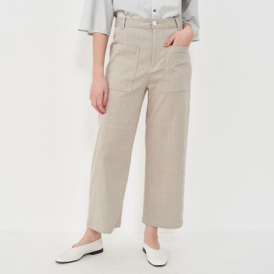 6,440円D-due デ・ドゥエ 2021 S/S リネン✕コットン クロップドパンツ