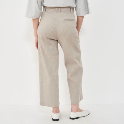 コットンリネンストレッチ　クロップドパンツ
