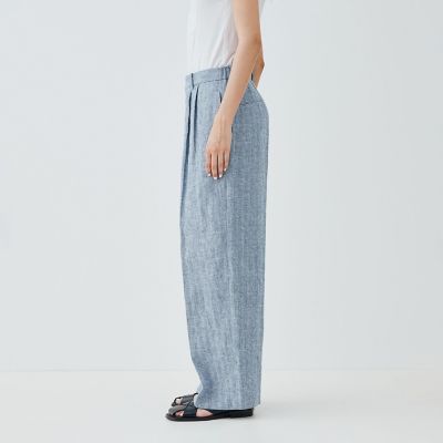 ブラッシュドリネン　ツータックパンツ