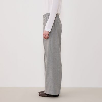 【GALERIE VIE】サイドギャザーストレートパンツ☆ セール】 リネンキュプラシルク サイドギャザーストレートパンツ