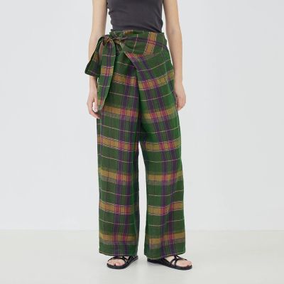 リネンコットンマドラスチェック ラップパンツ | GALERIE VIE (Women