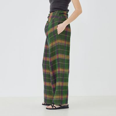 リネンコットンマドラスチェック ラップパンツ | GALERIE VIE (Women
