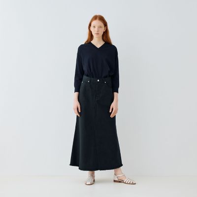 ヴィンテージアイランドデニム　ヘムフレアスカート
