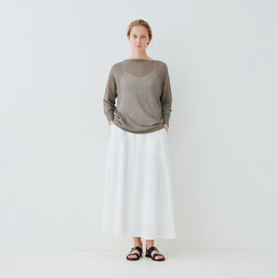リブコンビフレンチリネン　Ａラインマキシスカート