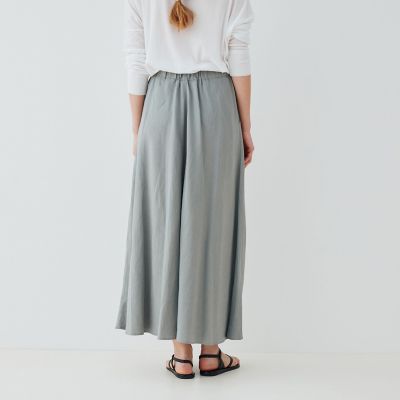 ☆ Chez VIDALENC シルク　二枚重ね　スカート　フランス製 リネンキュプラシルクコンパクト イージーAラインスカート