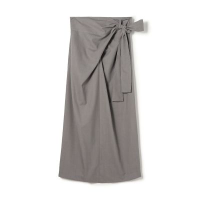 美品 ELISABETTA FRANCHI ラップスカート グレー クレープウールストレッチ ラップマキシスカート | GALERIE VIE