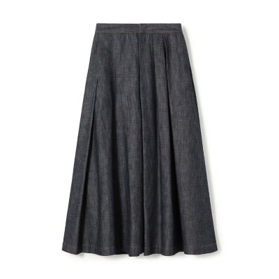 ＜GALERIE VIE (Women)＞【予約商品３月下旬以降順次お届け】ステイブルーデニム　タックドレープスカート