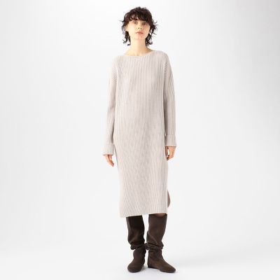 新しく着き ギャルリーヴィー 19aw 茶 ボートネックワンピース ウールカシミヤリブ ロングワンピース マキシワンピース Silverbirdtv Com