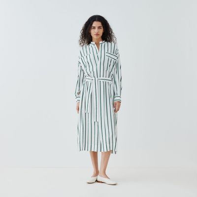 ソフトストライプ ベルデッドシャツワンピース | GALERIE VIE (Women 