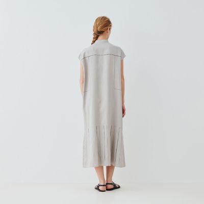今期25夏新作未使用タグ付きギャルリーヴィーリブコンビフレンチリネンワンピース GALERIE VIE ワンピース リブコンビフレンチリネン シャツ