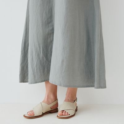 リネンキュプラシルクコンパクト　クルーネックワンピース