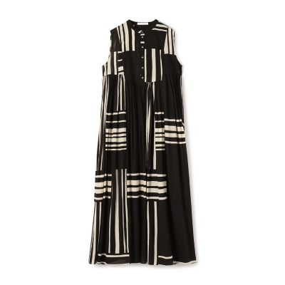 ＜GALERIE VIE (Women)＞【予約商品６月下旬以降順次お届け】テラウェーブプリント　スタンドネックギャザーワンピース