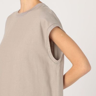 フレンチリネン　ノースリーブワンピース