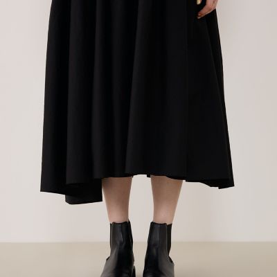 コットンシルクパラシュート ギャザーワイドワンピース | GALERIE VIE