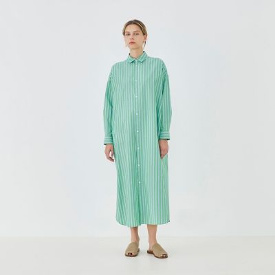 ストライプブロード ロングシャツワンピース | GALERIE VIE (Women