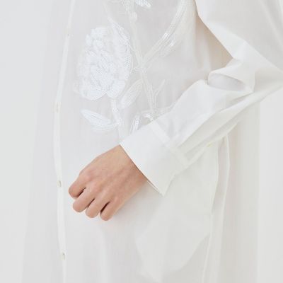 コットンポプリンエンブロイダリー　シャツワンピース