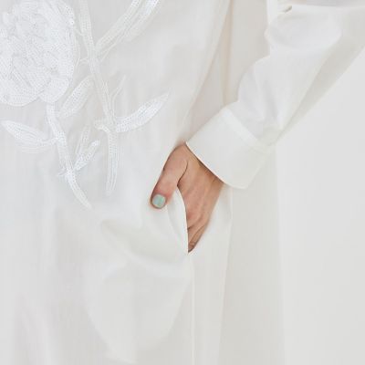 コットンポプリンエンブロイダリー　シャツワンピース