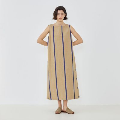 リネンコットンストライプ Aラインワンピース | GALERIE VIE (Women