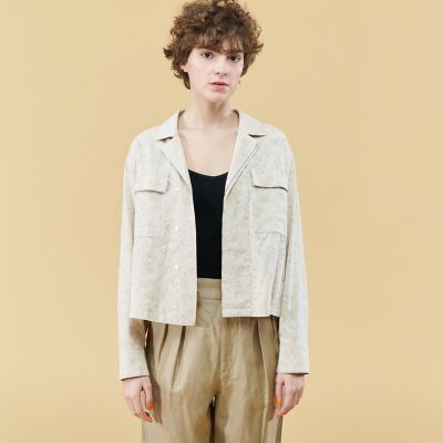 GALERIE VIE ギャルリー ヴィー コットン シルク カーディガン ジャケット コート 22春夏 ベージュ 36 9号 ショート フード フーディー ニット ボタンレス 綿 絹 羽織り 通勤 きれいめ 上品 無地 ブランド シンプル【レディース】【中古】【K3713】 GALERIE VIE（ギャルリー ヴィー） コート アウター ボタニカルジャ