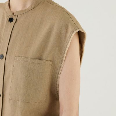 GALERIE VIEソフトスムース スリーブレスベスト ファインブークレー ミドルネックベスト | GALERIE VIE (Women