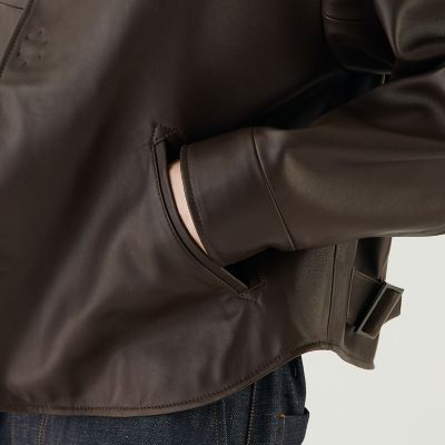 ラムレザー　カラーレスライダージャケット