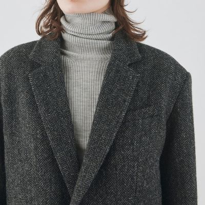 ヘリンボーンツイード　ジャケットコート