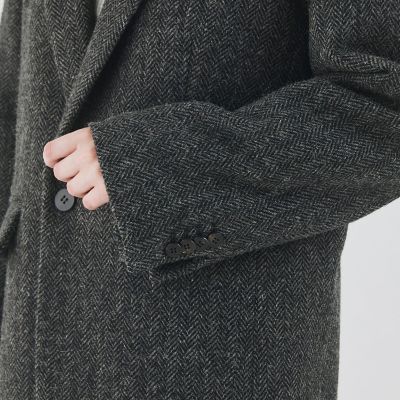 ヘリンボーンツイード　ジャケットコート