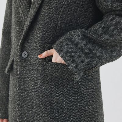 ヘリンボーンツイード　ジャケットコート