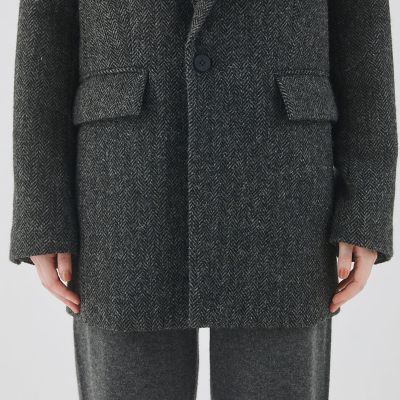 ヘリンボーンツイード　ジャケットコート