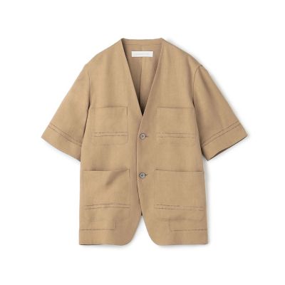 リブコンビフレンチリネン　ハーフスリーブジャケット