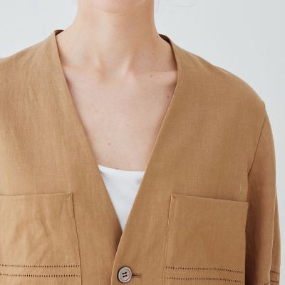 リブコンビフレンチリネン　ハーフスリーブジャケット
