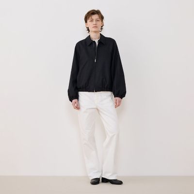 送料無料】ウーステッドウールフラノ アジャスタブルカラーブルゾン