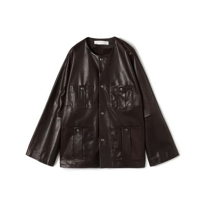 ＜GALERIE VIE (Women)＞【送料無料】ソフトグレインシープレザー　ドルマンスリーブジャケット