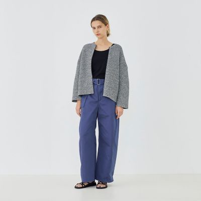 た*ご様 Rene TISSUE社 ウールツイード ノーカラースプリングロングコ スプリングツイード ノーカラーブルゾン | GALERIE VIE (Women