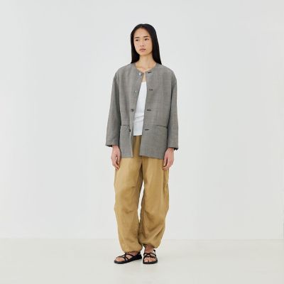 かん⭐︎GALERIE VIE リネンキュプラシルク セットアップ リネンキュプラシルクコンパクト ノーカラージャケット | GALERIE VIE