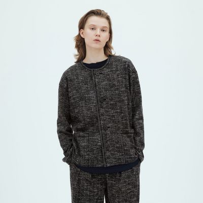 ウールミルドスムースプリント ノーカラージャケット | GALERIE VIE