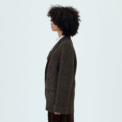 予約商品11月下旬以降順次お届け】ツイードニット ダブルブレスト