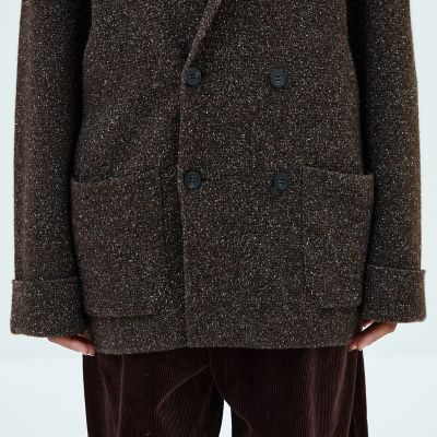 予約商品11月下旬以降順次お届け】ツイードニット ダブルブレスト
