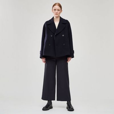 美品】22AW Theory ウールカシミヤダブルフェイスコート P ブルー-